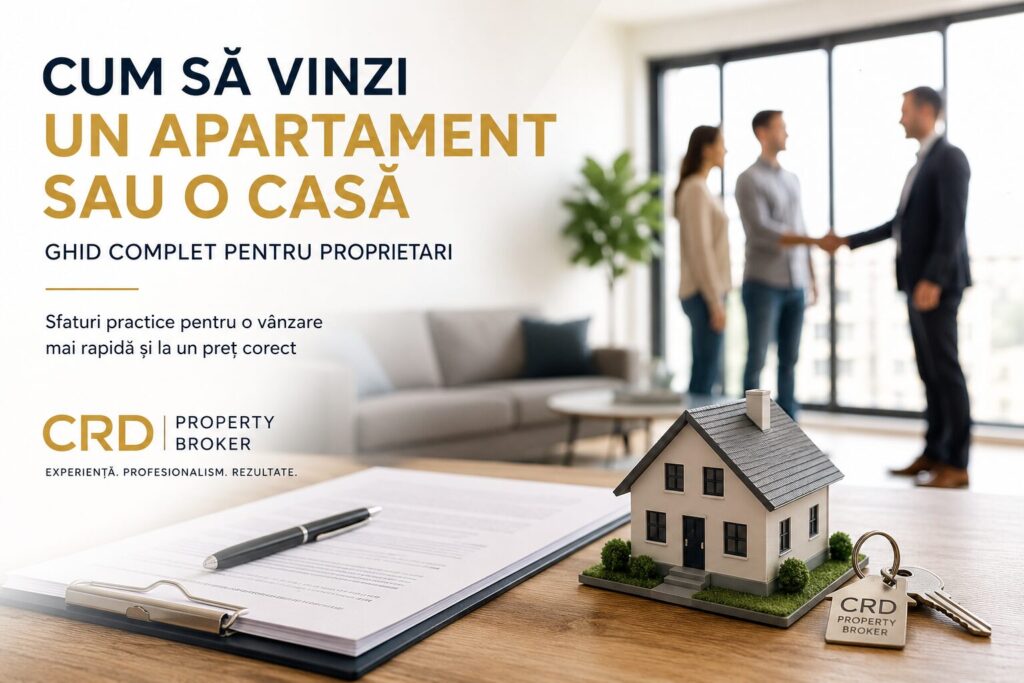 Proprietar discutând strategia de vânzare a unui apartament împreună cu un broker imobiliar.