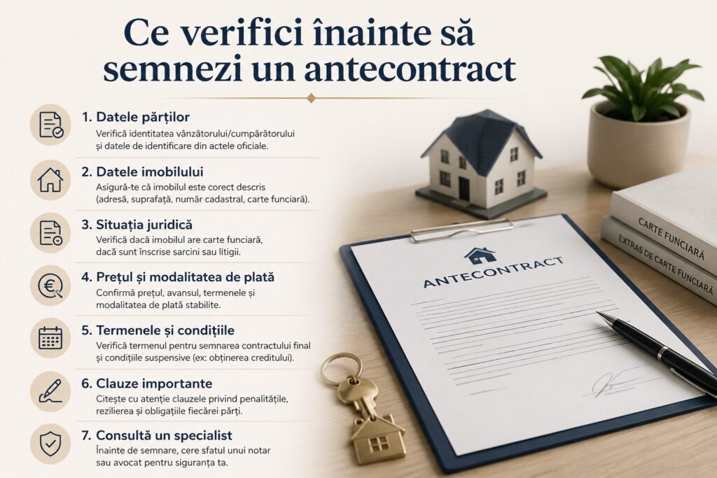 semnare antecontract de vânzare-cumpărare la notar, documente și acte verificate