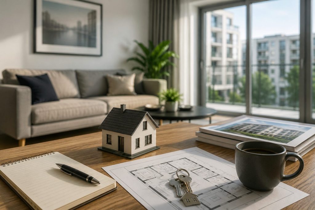 Cumpărători care analizează documentele înainte de achiziția unui apartament în București